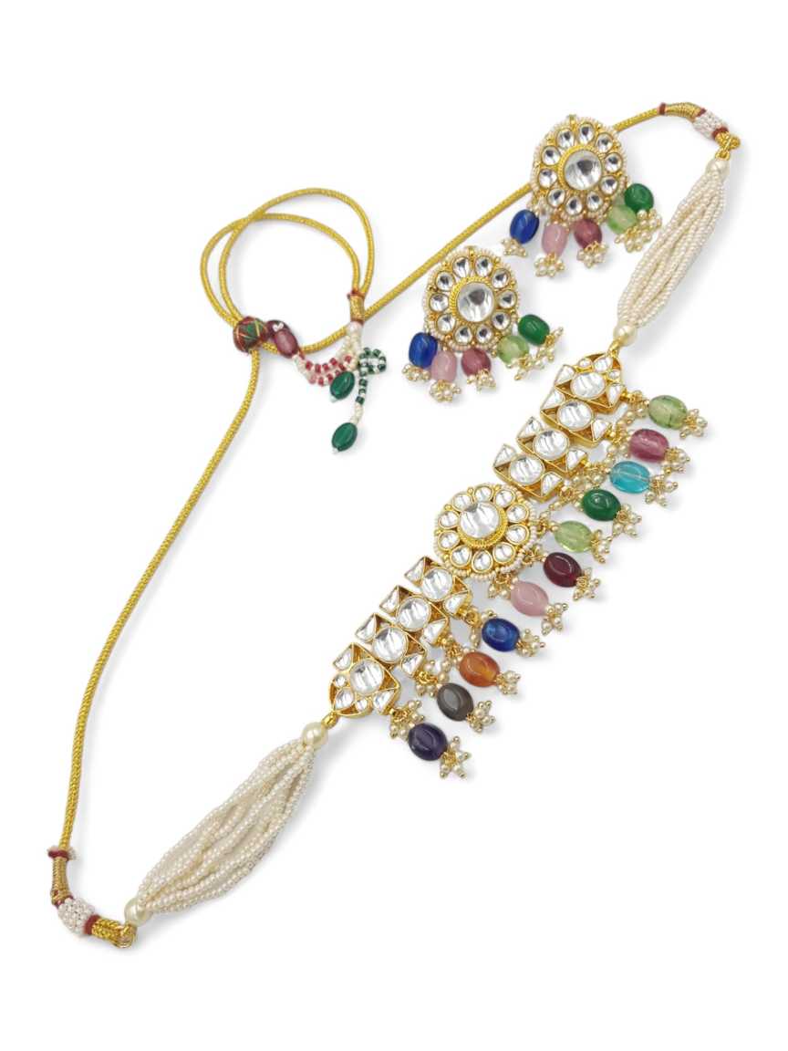 NECKLACE EARRING in JADAU KUNDAN Style | Design - 22953