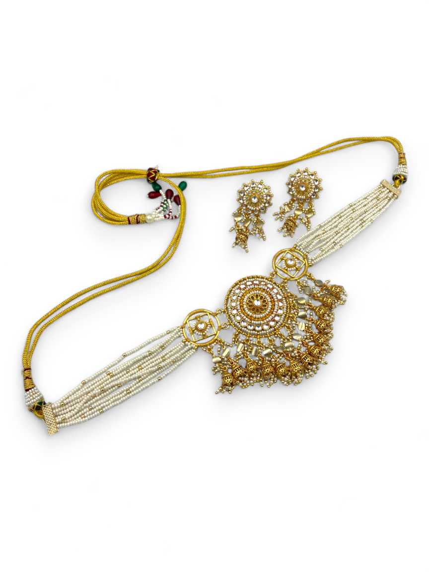 NECKLACE EARRING IN JADAU KUNDAN STYLE | DESIGN - 23060