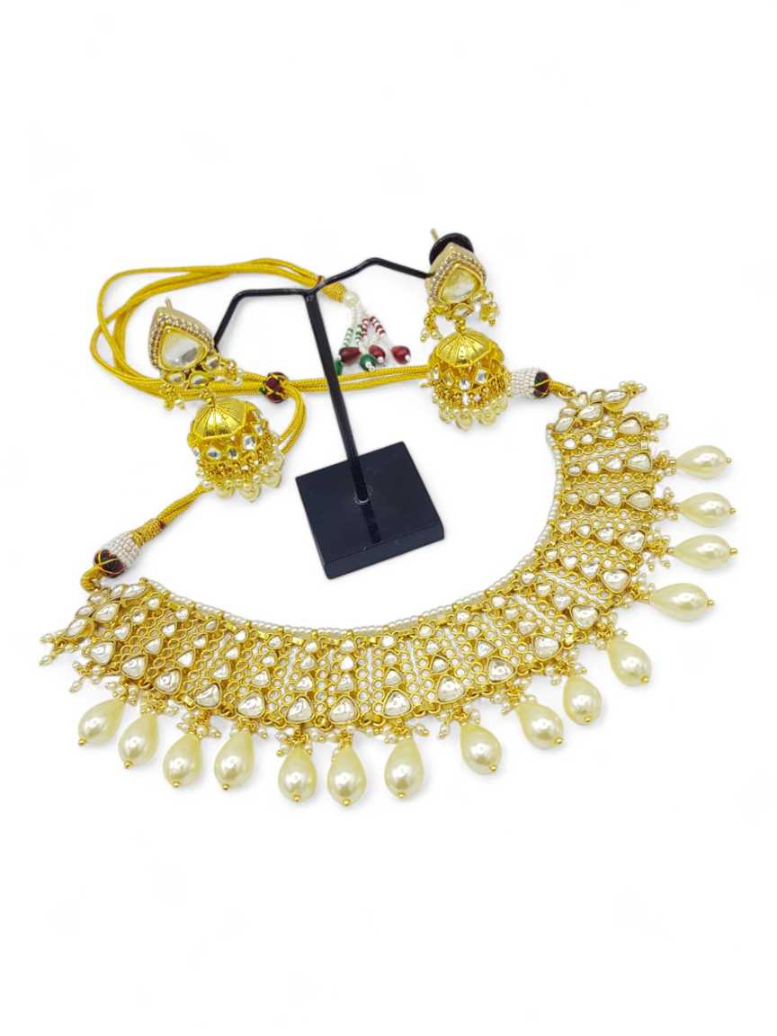NECKLACE EARRING IN JADAU KUNDAN STYLE | DESIGN - 23080