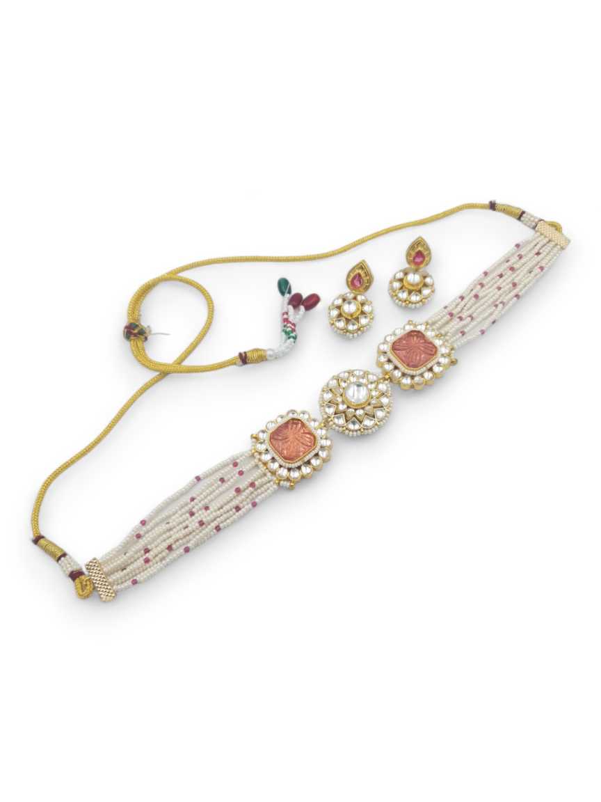 NECKLACE EARRING IN JADAU KUNDAN STYLE | DESIGN - 23102
