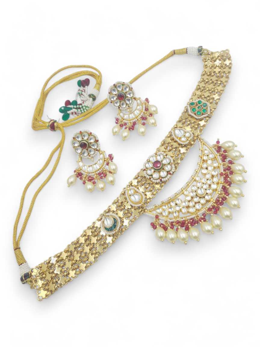 NECKLACE EARRING IN JADAU KUNDAN STYLE | DESIGN - 23124