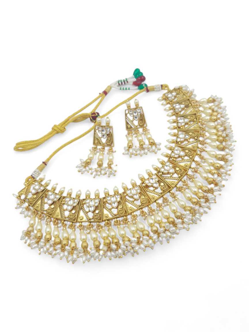 NECKLACE EARRING IN JADAU KUNDAN STYLE | DESIGN - 23133
