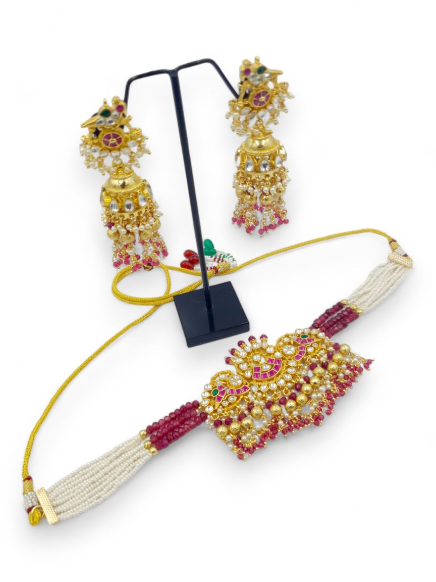 NECKLACE EARRING IN JADAU KUNDAN STYLE | DESIGN - 23141