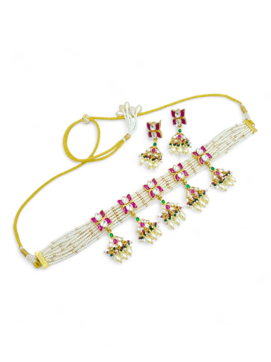 NECKLACE EARRING IN JADAU KUNDAN STYLE | DESIGN - 23278