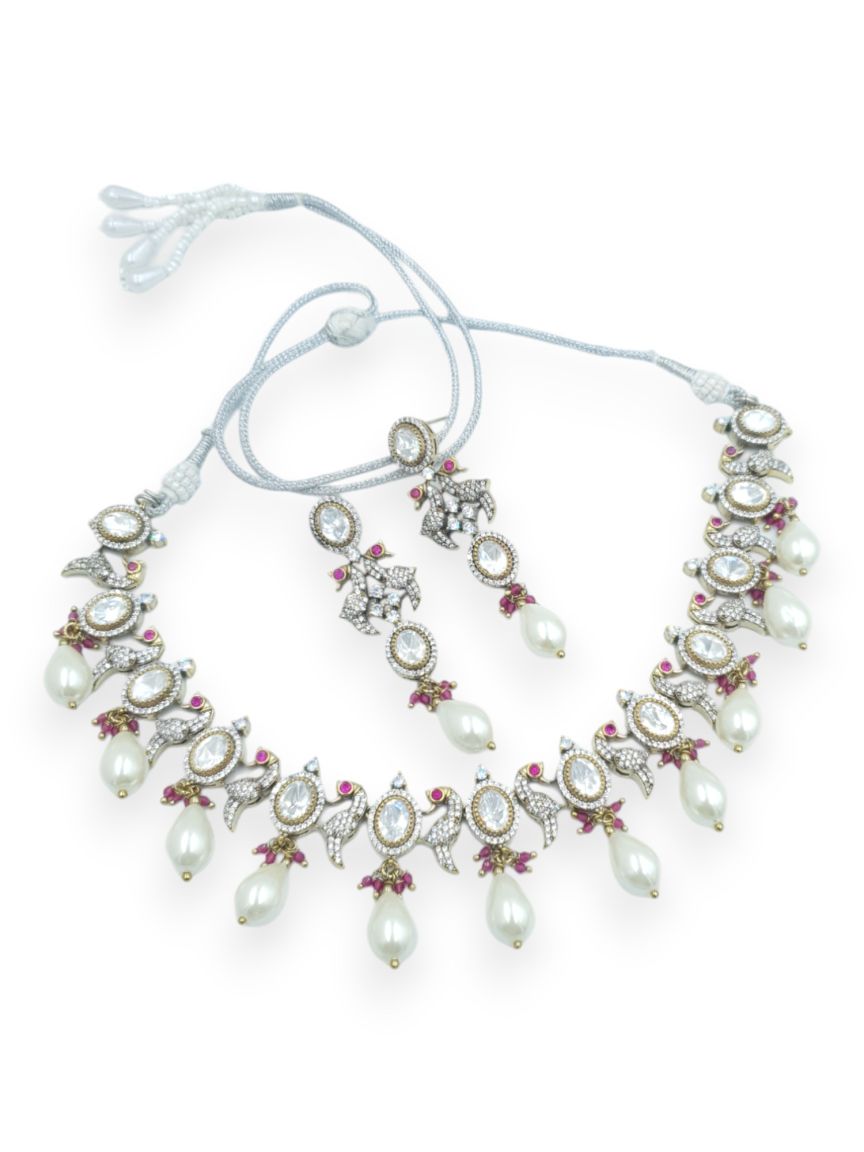 NECKLACE EARRING IN JADAU KUNDAN STYLE | DESIGN - 23418