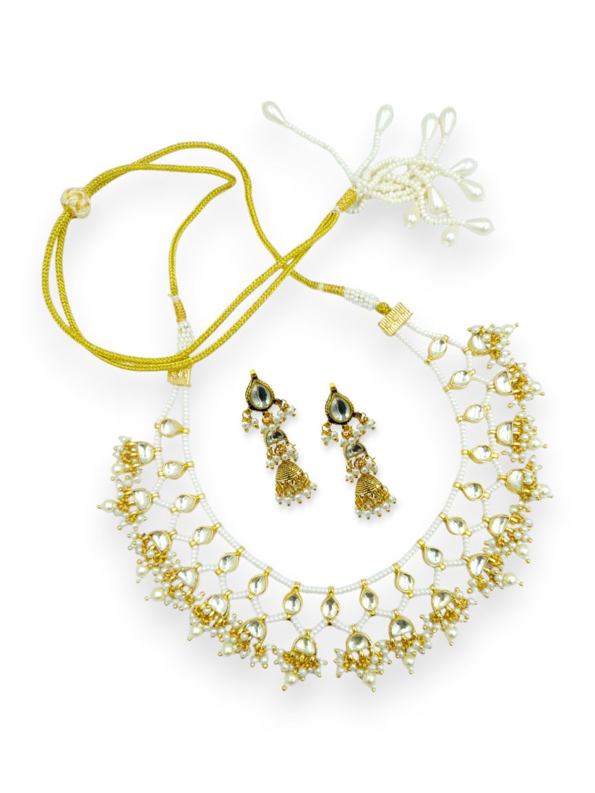 NECKLACE EARRING IN JADAU KUNDAN STYLE | DESIGN - 23503
