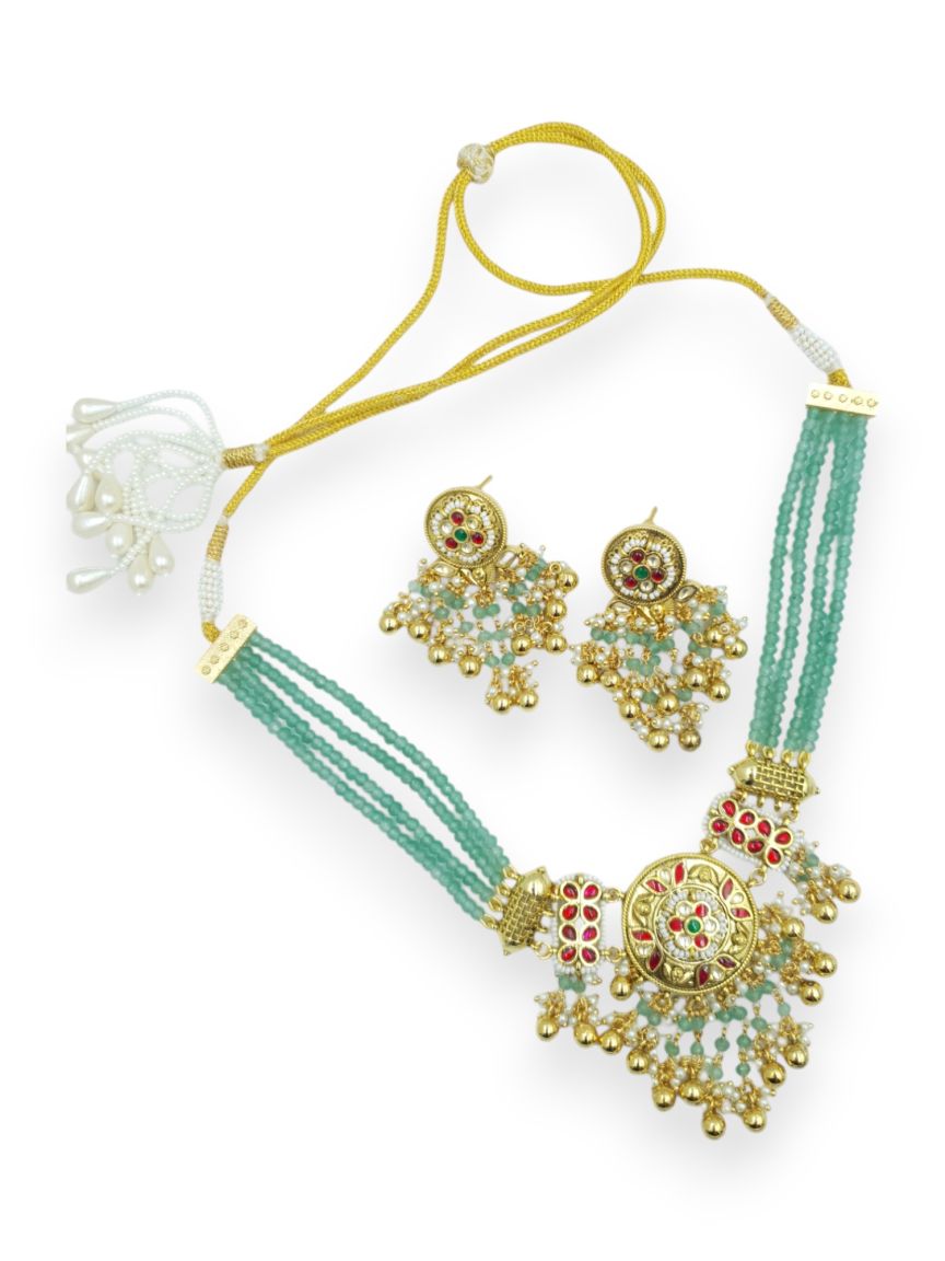 NECKLACE EARRING IN JADAU KUNDAN STYLE | DESIGN - 23512