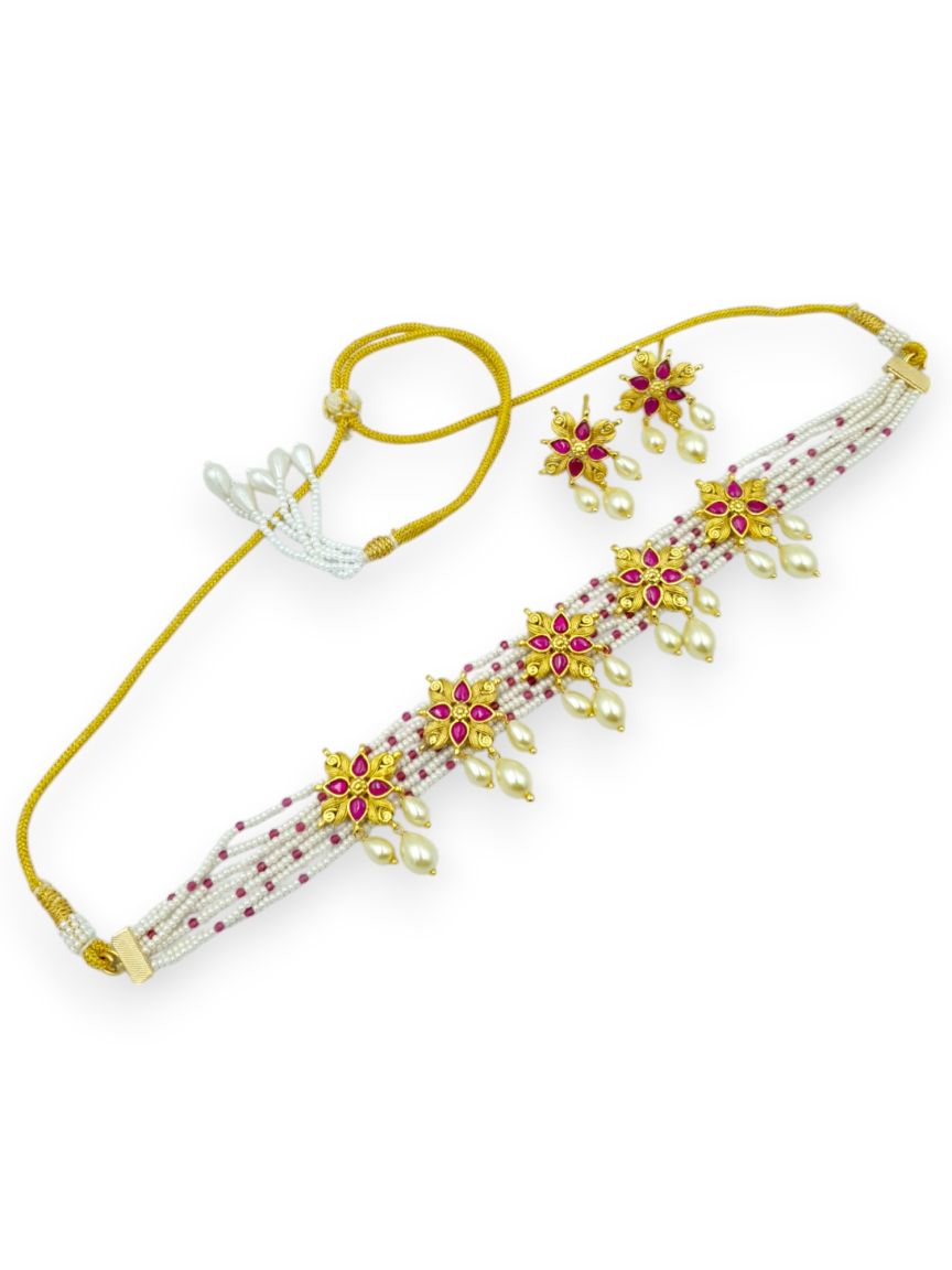 NECKLACE EARRING IN JADAU KUNDAN STYLE | DESIGN - 23653