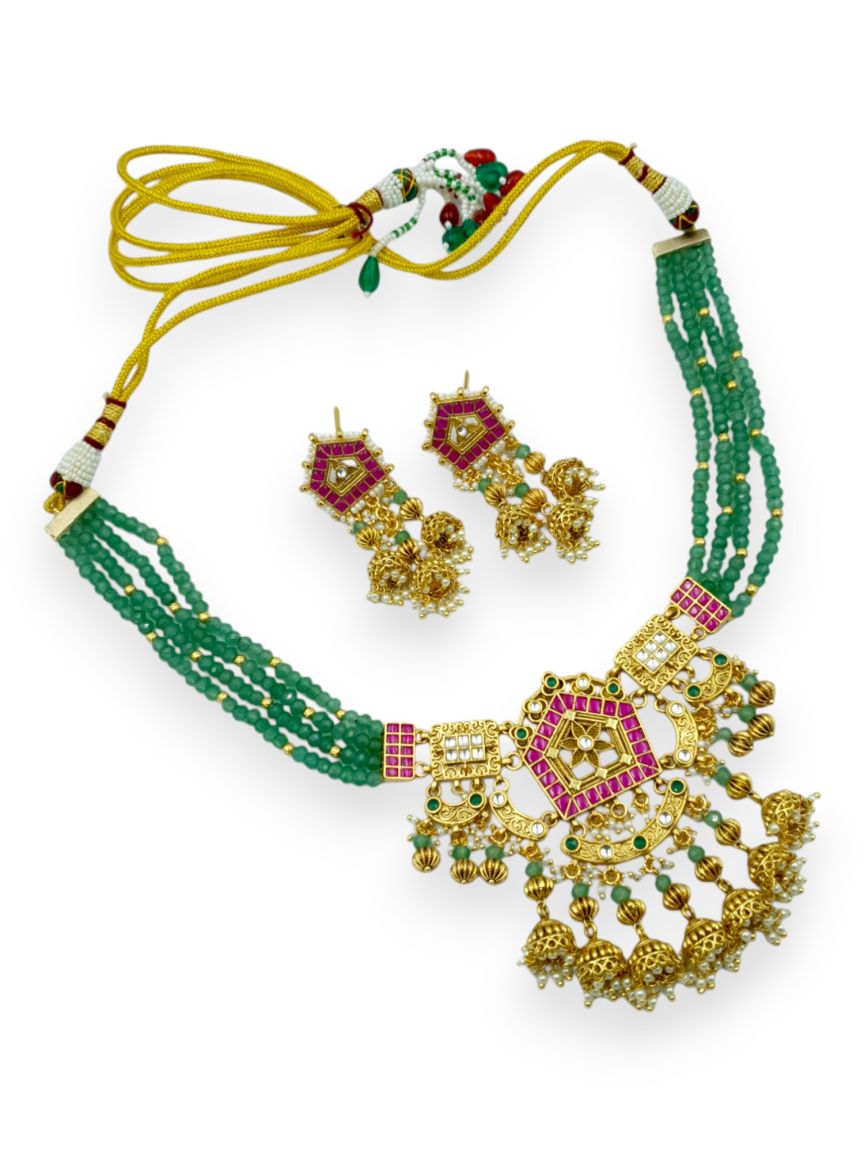 NECKLACE EARRING IN JADAU KUNDAN STYLE | DESIGN - 23683