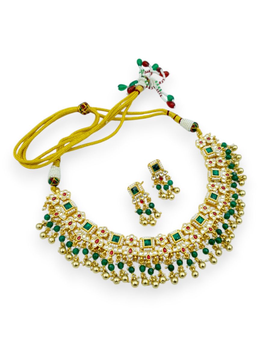 NECKLACE EARRING IN JADAU KUNDAN STYLE | DESIGN - 23750