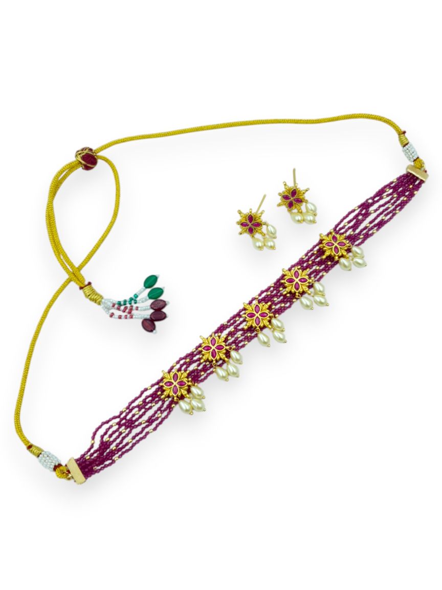 NECKLACE EARRING IN JADAU KUNDAN STYLE | DESIGN - 23794