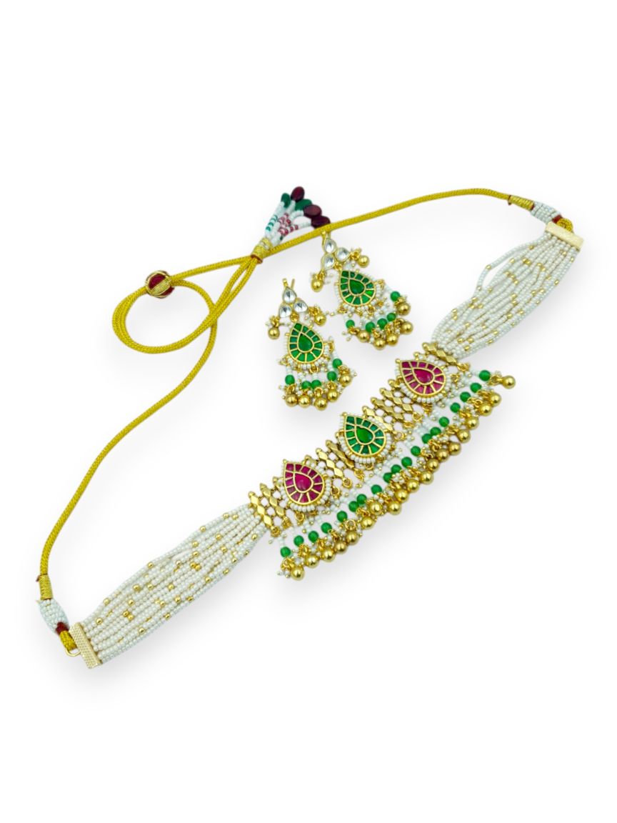 NECKLACE EARRING IN JADAU KUNDAN STYLE | DESIGN - 23814