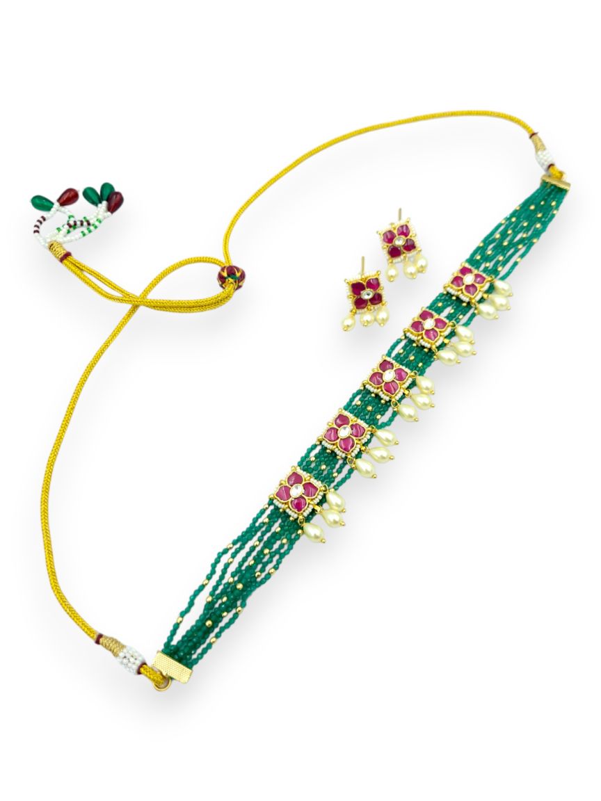 NECKLACE EARRING IN JADAU KUNDAN STYLE | DESIGN - 23849