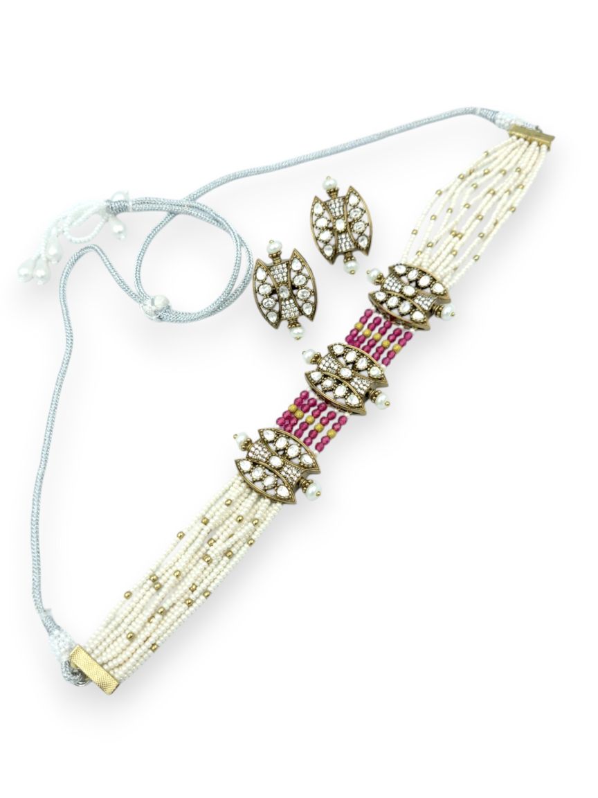 NECKLACE EARRING IN JADAU KUNDAN STYLE | DESIGN - 23922