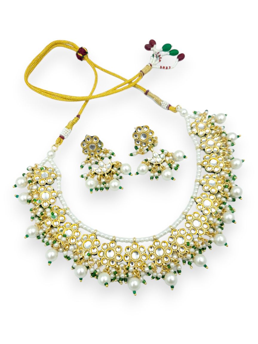 NECKLACE EARRING IN JADAU KUNDAN STYLE | DESIGN - 23924