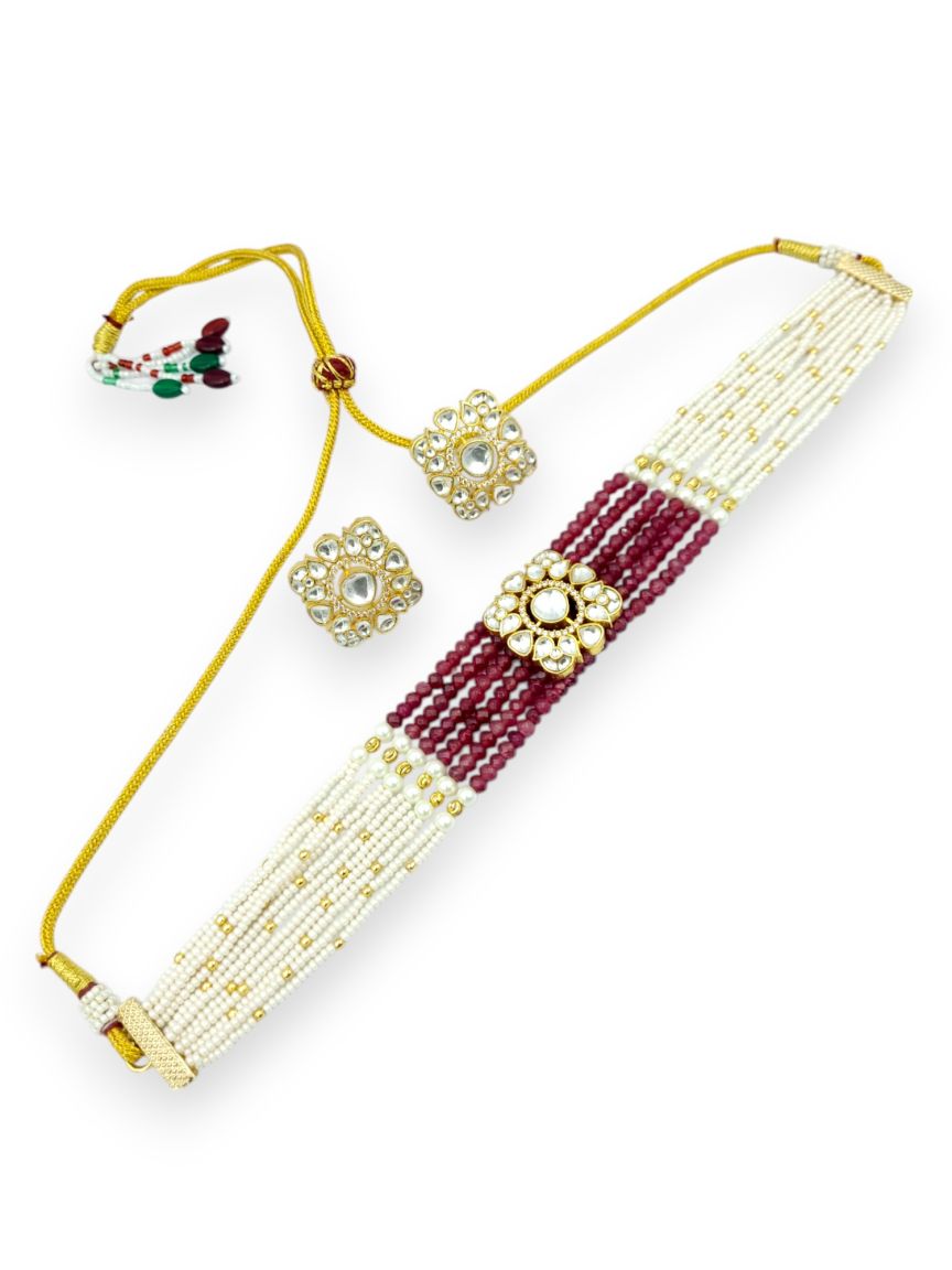 NECKLACE EARRING IN JADAU KUNDAN STYLE | DESIGN - 23939