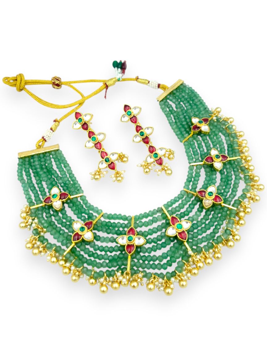 NECKLACE EARRING IN JADAU KUNDAN STYLE | DESIGN - 23969