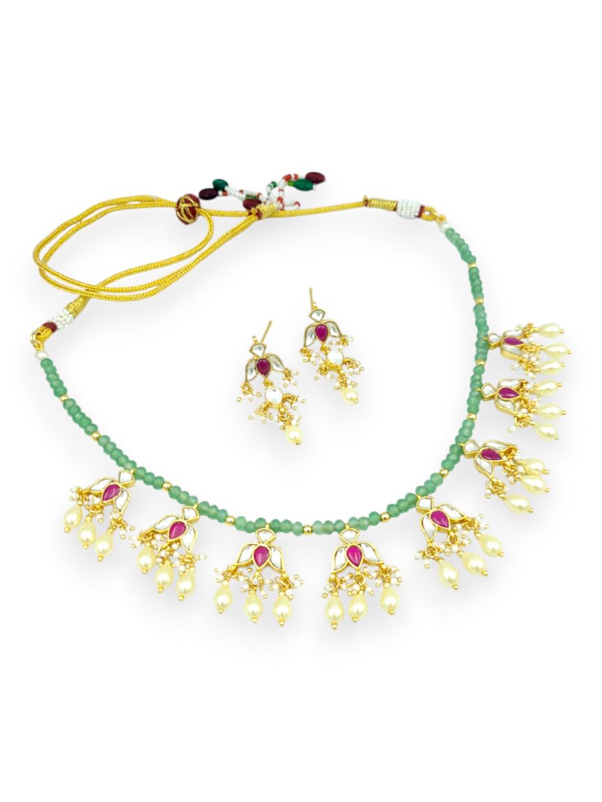 NECKLACE EARRING IN JADAU KUNDAN STYLE | DESIGN - 23991