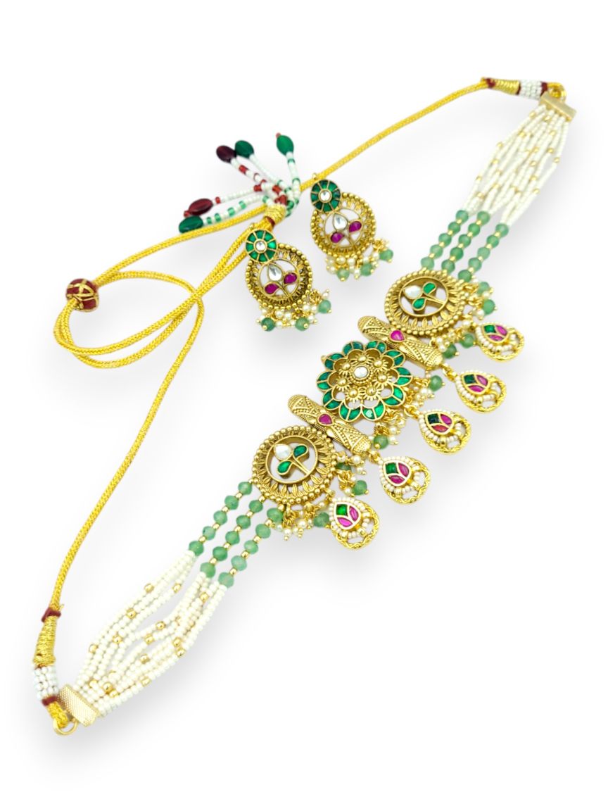 NECKLACE EARRING IN JADAU KUNDAN STYLE | DESIGN - 23996