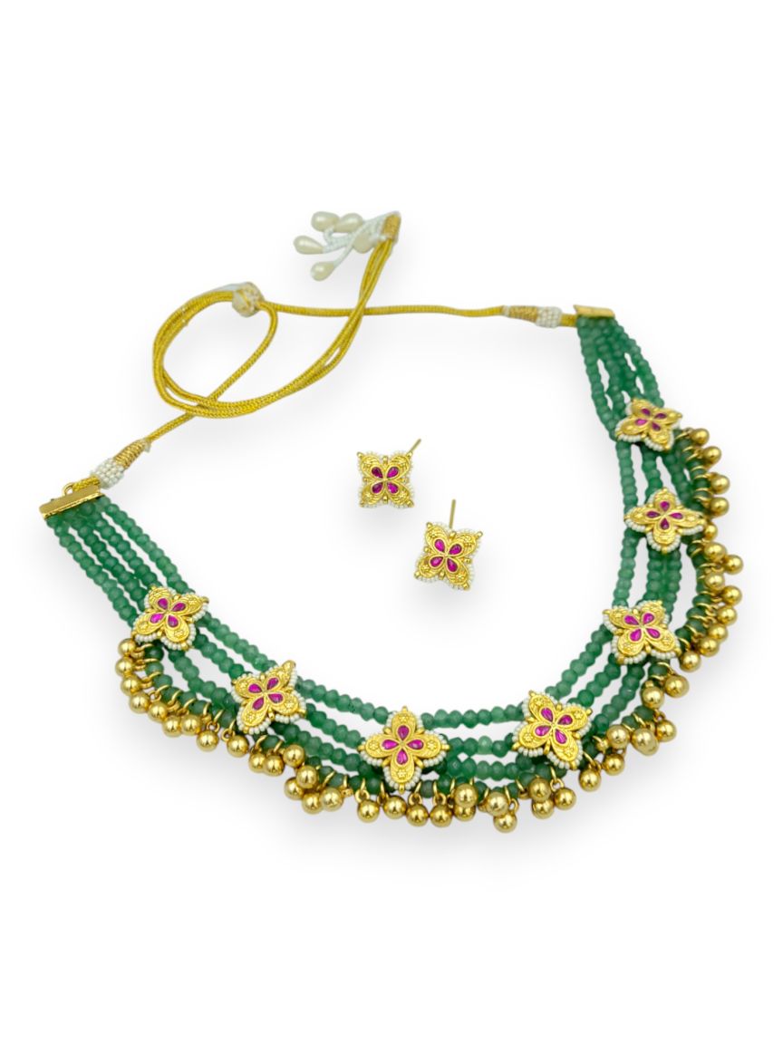 NECKLACE EARRING IN JADAU KUNDAN STYLE | DESIGN - 23998