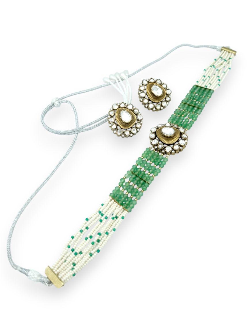 NECKLACE EARRING IN JADAU KUNDAN STYLE | DESIGN - 23999