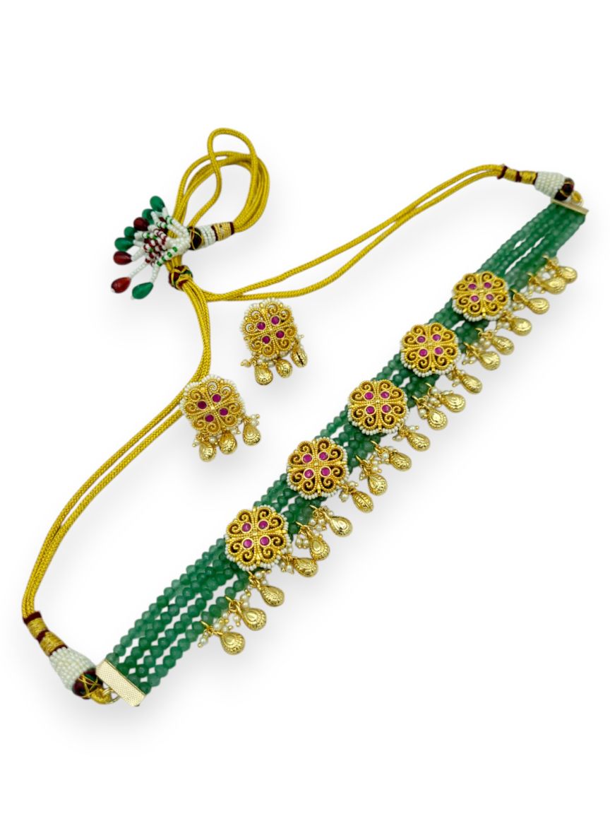 NECKLACE EARRING IN JADAU KUNDAN STYLE | DESIGN - 24007