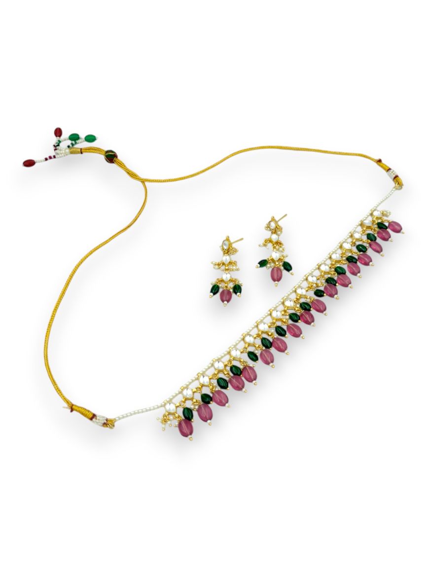 NECKLACE EARRING IN JADAU KUNDAN STYLE | DESIGN - 24122