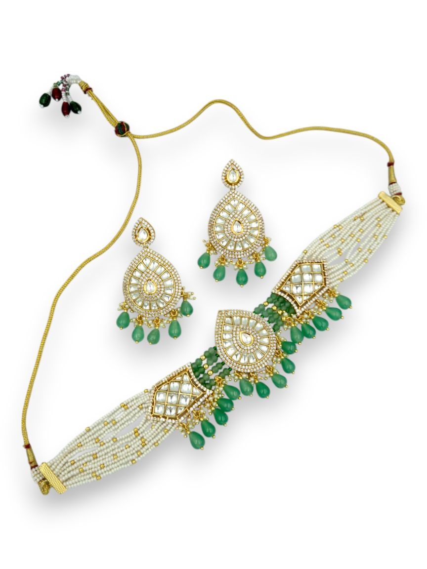 NECKLACE EARRING IN JADAU KUNDAN STYLE | DESIGN - 24132