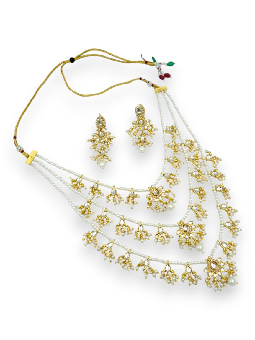 NECKLACE EARRING IN JADAU KUNDAN STYLE | DESIGN - 24174