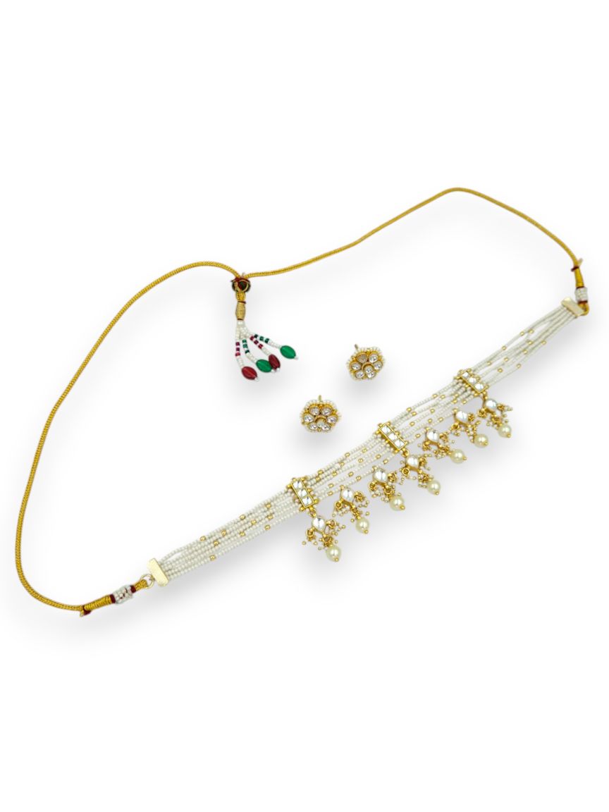 NECKLACE EARRING IN JADAU KUNDAN STYLE | DESIGN - 24175