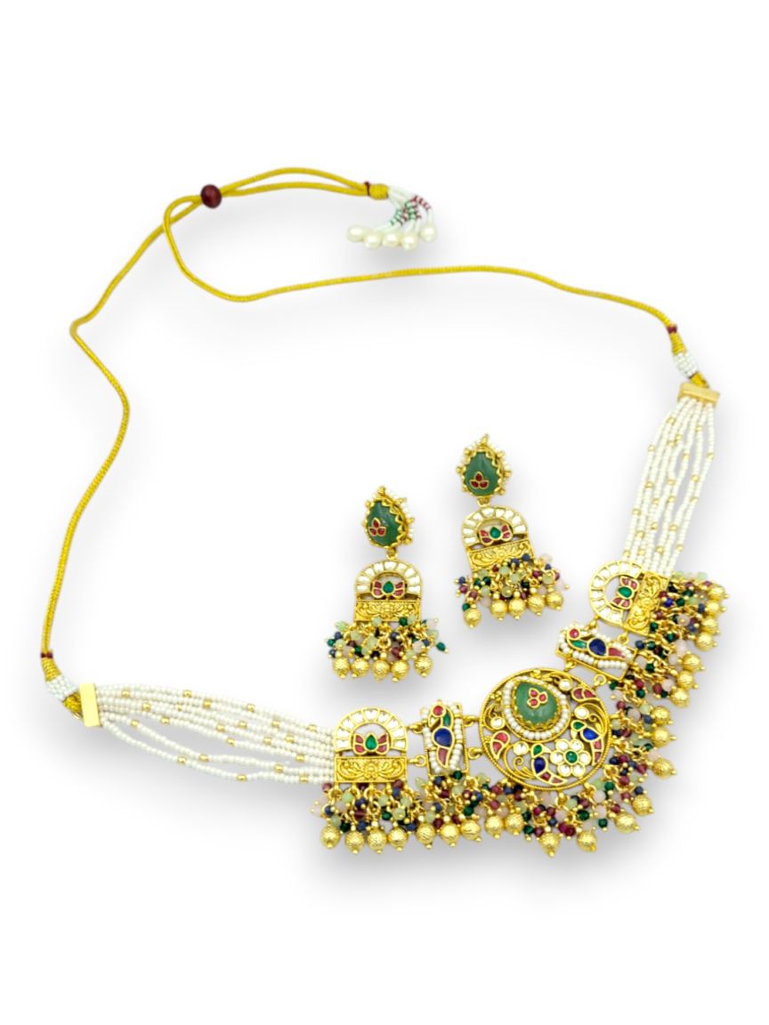 NECKLACE EARRING IN JADAU KUNDAN STYLE | DESIGN - 24221