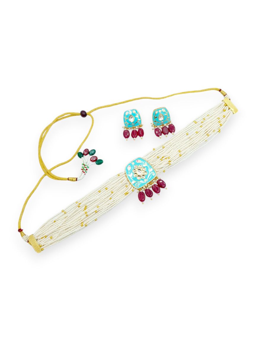 NECKLACE EARRING IN MEENAKARI STYLE | DESIGN - 23548