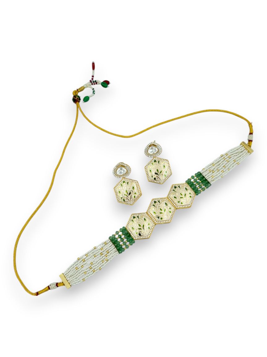 NECKLACE EARRING IN MEENAKARI STYLE | DESIGN - 24131