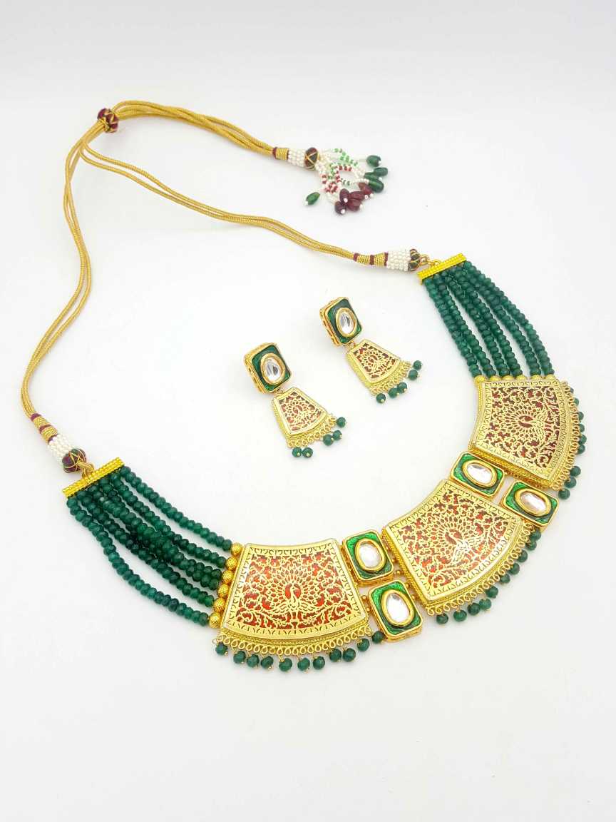 NECKLACE EARRING IN THEVA WORK STYLE | DESIGN - 19429