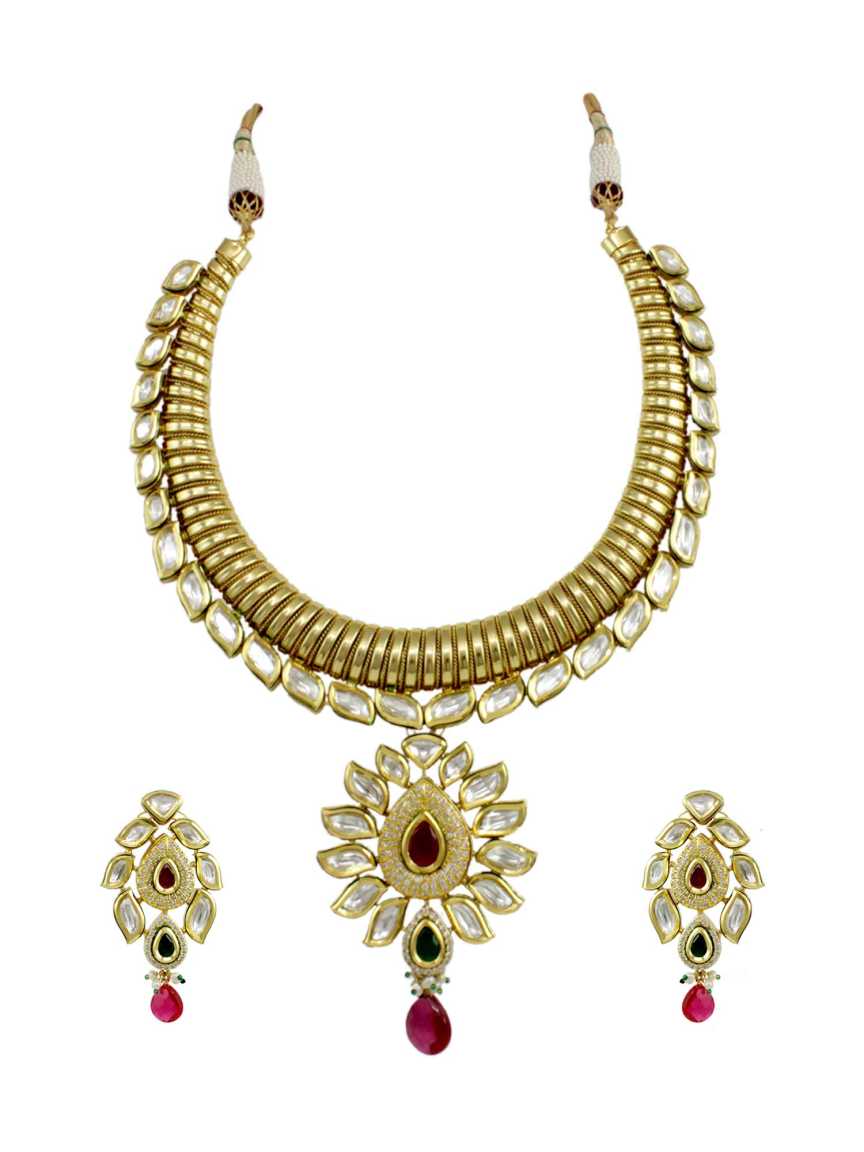 NECKLACE EARRING in VILANDI KUNDAN Style | Design - 11605