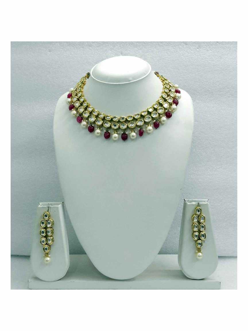 NECKLACE EARRING in VILANDI KUNDAN Style | Design - 14344