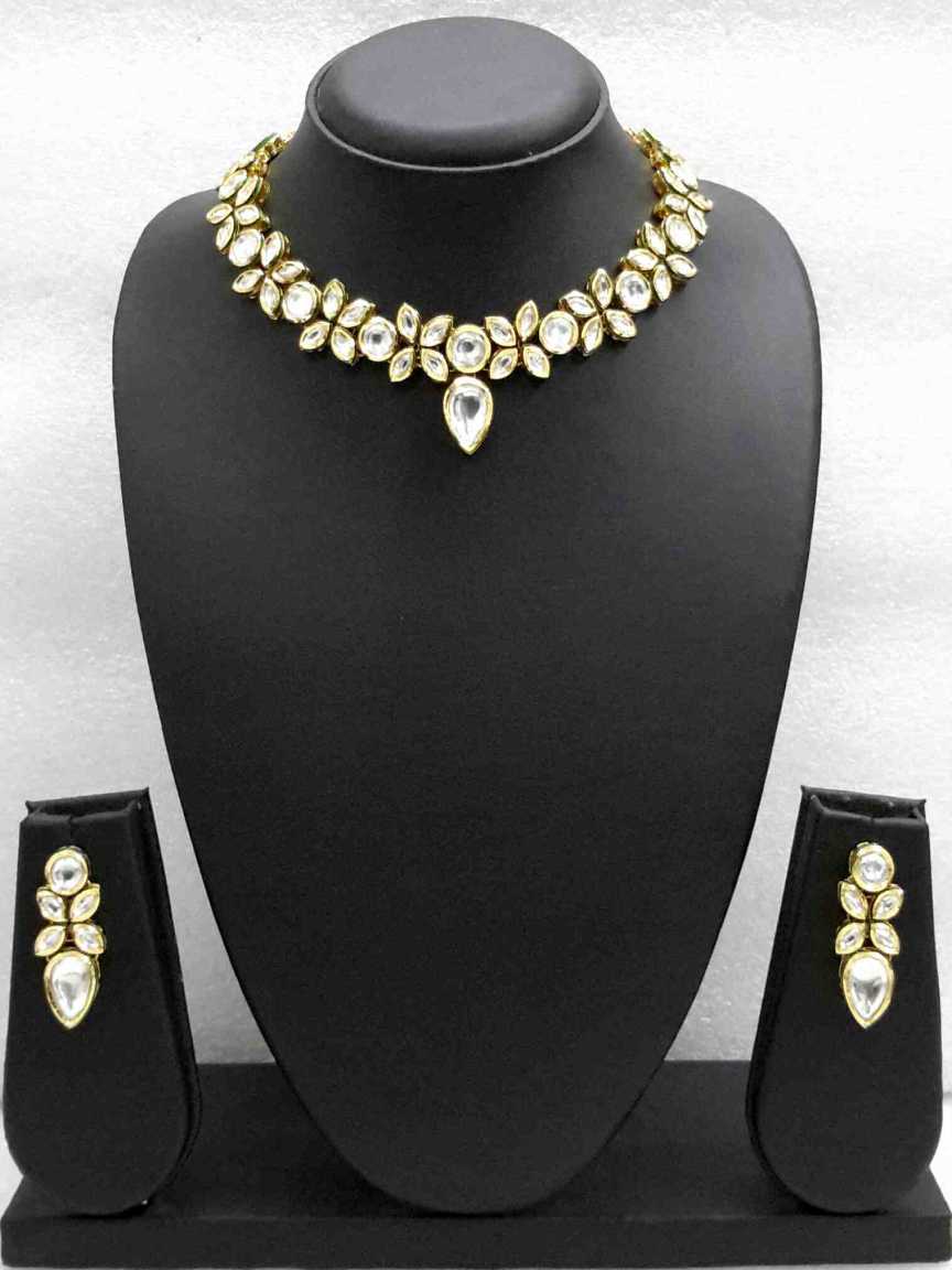 NECKLACE EARRING in VILANDI KUNDAN Style | Design - 14796