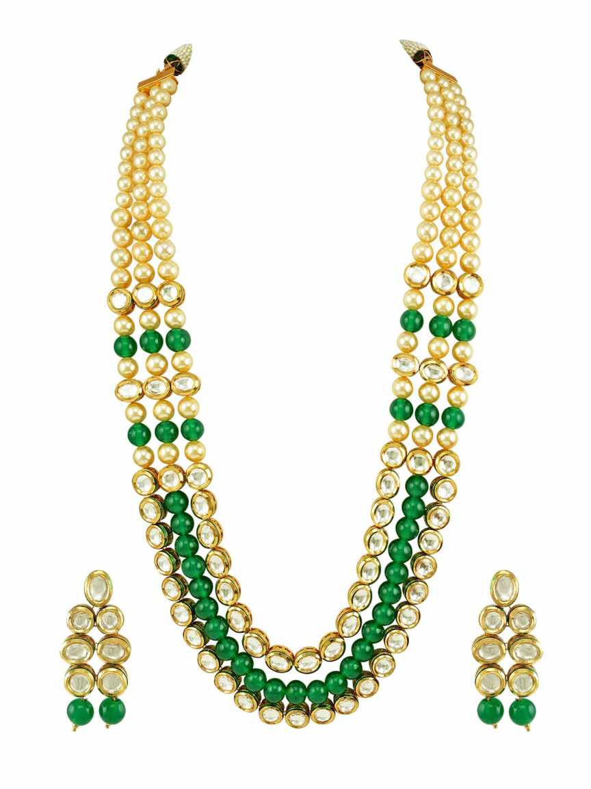 NECKLACE EARRING in VILANDI KUNDAN Style | Design - 15025