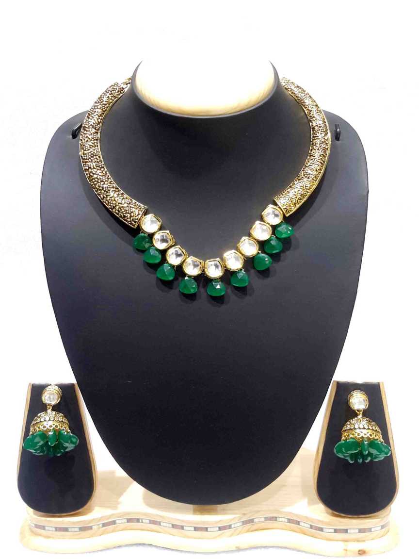 NECKLACE EARRING in VILANDI KUNDAN Style | Design - 15997