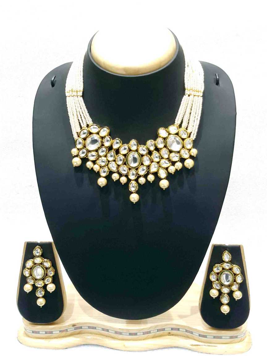 NECKLACE EARRING in VILANDI KUNDAN Style | Design - 16047