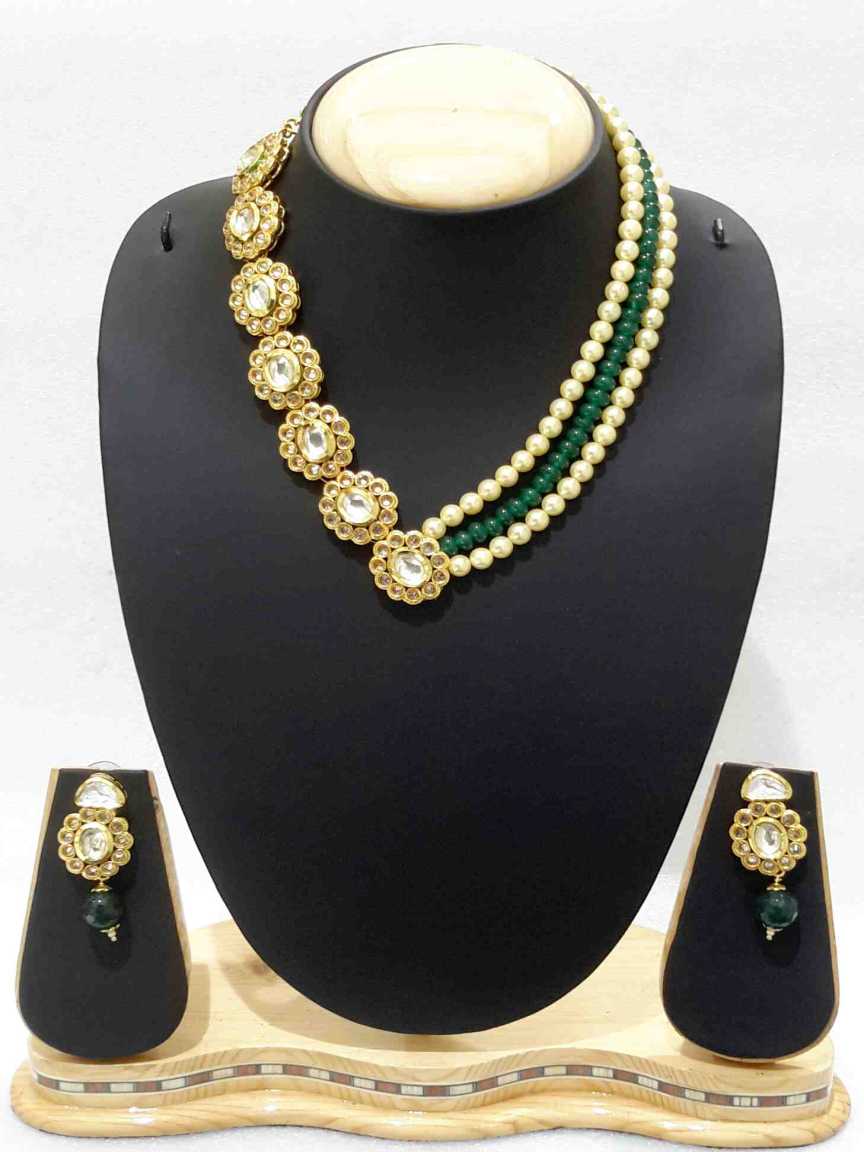 NECKLACE EARRING in VILANDI KUNDAN Style | Design - 16137