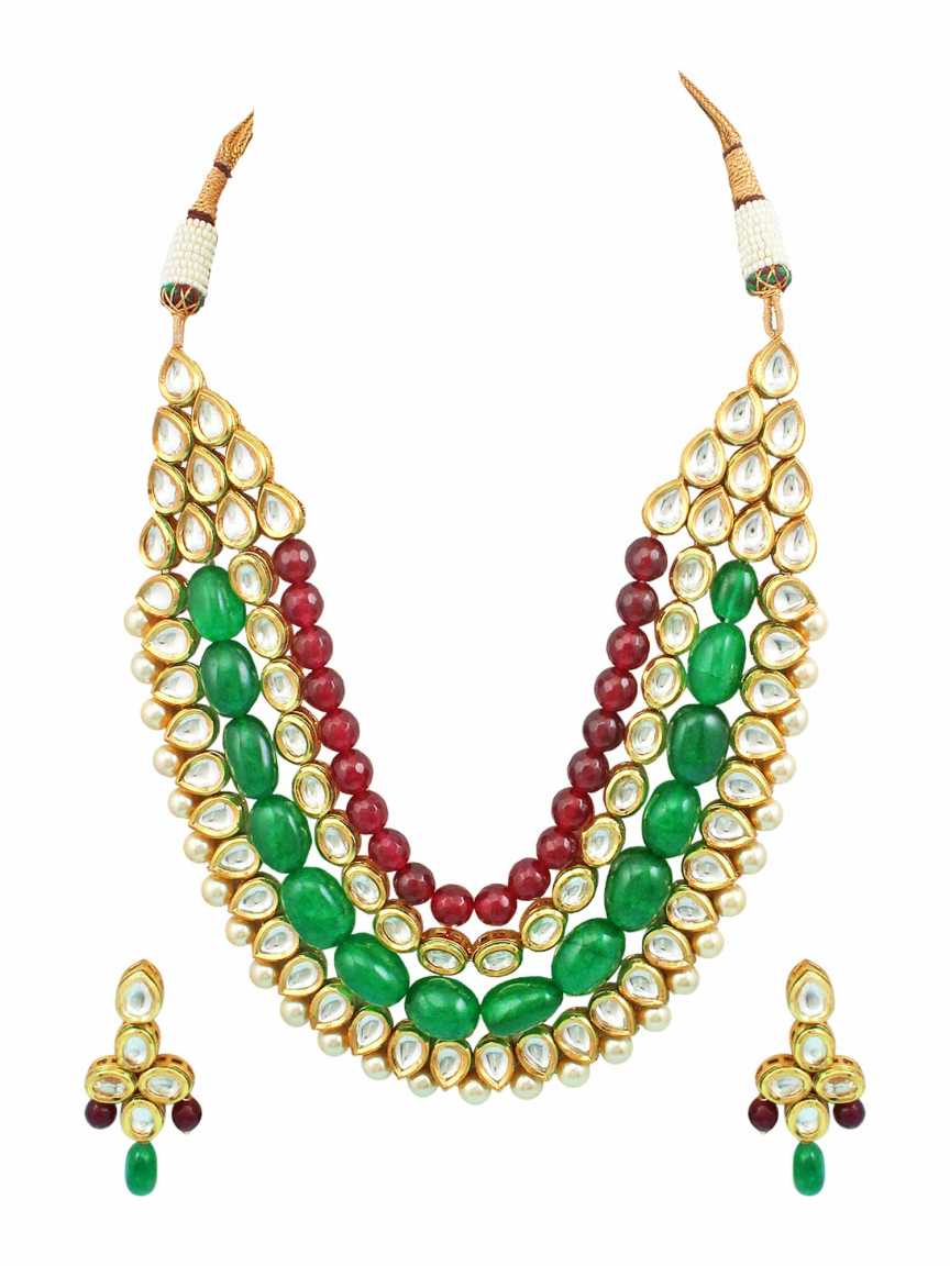 NECKLACE EARRING in VILANDI KUNDAN Style | Design - 16243