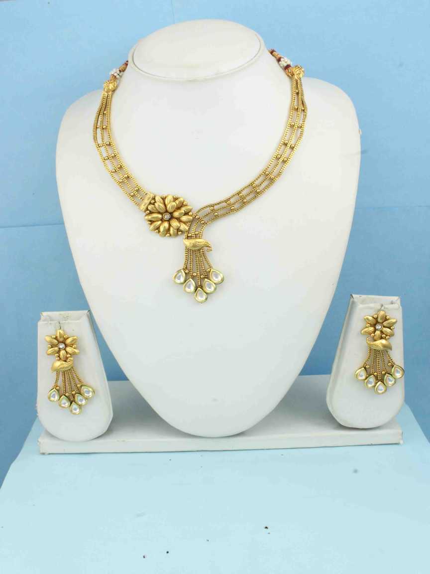 NECKLACE EARRING in VILANDI KUNDAN Style | Design - 16377