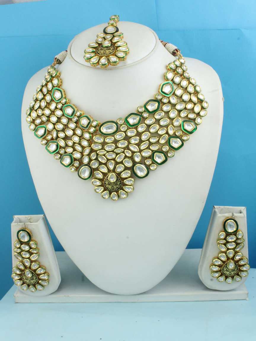 NECKLACE EARRING in VILANDI KUNDAN Style | Design - 16456