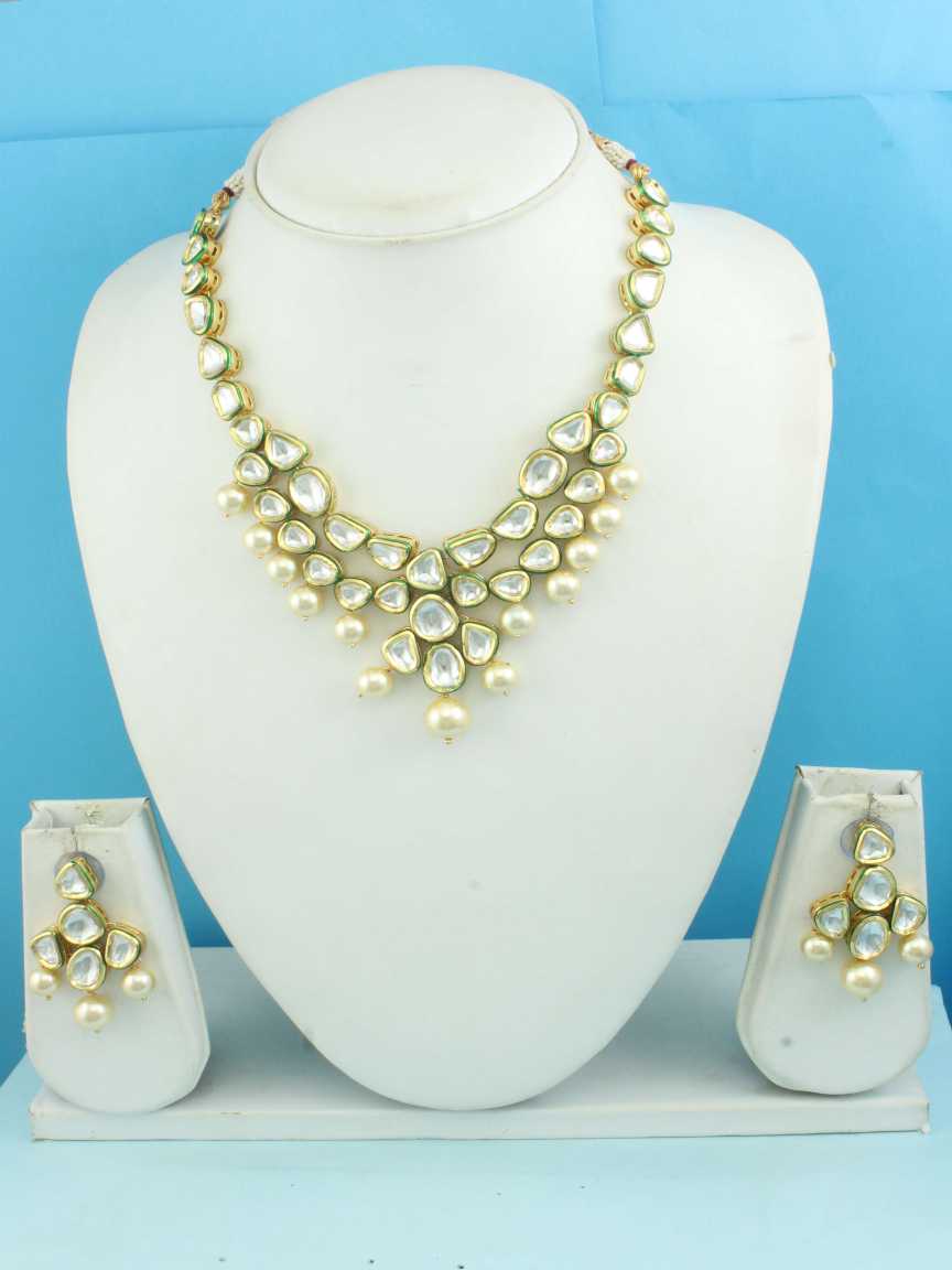 NECKLACE EARRING in VILANDI KUNDAN Style | Design - 16458