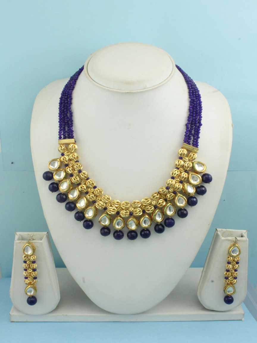 NECKLACE EARRING in VILANDI KUNDAN Style | Design - 16554