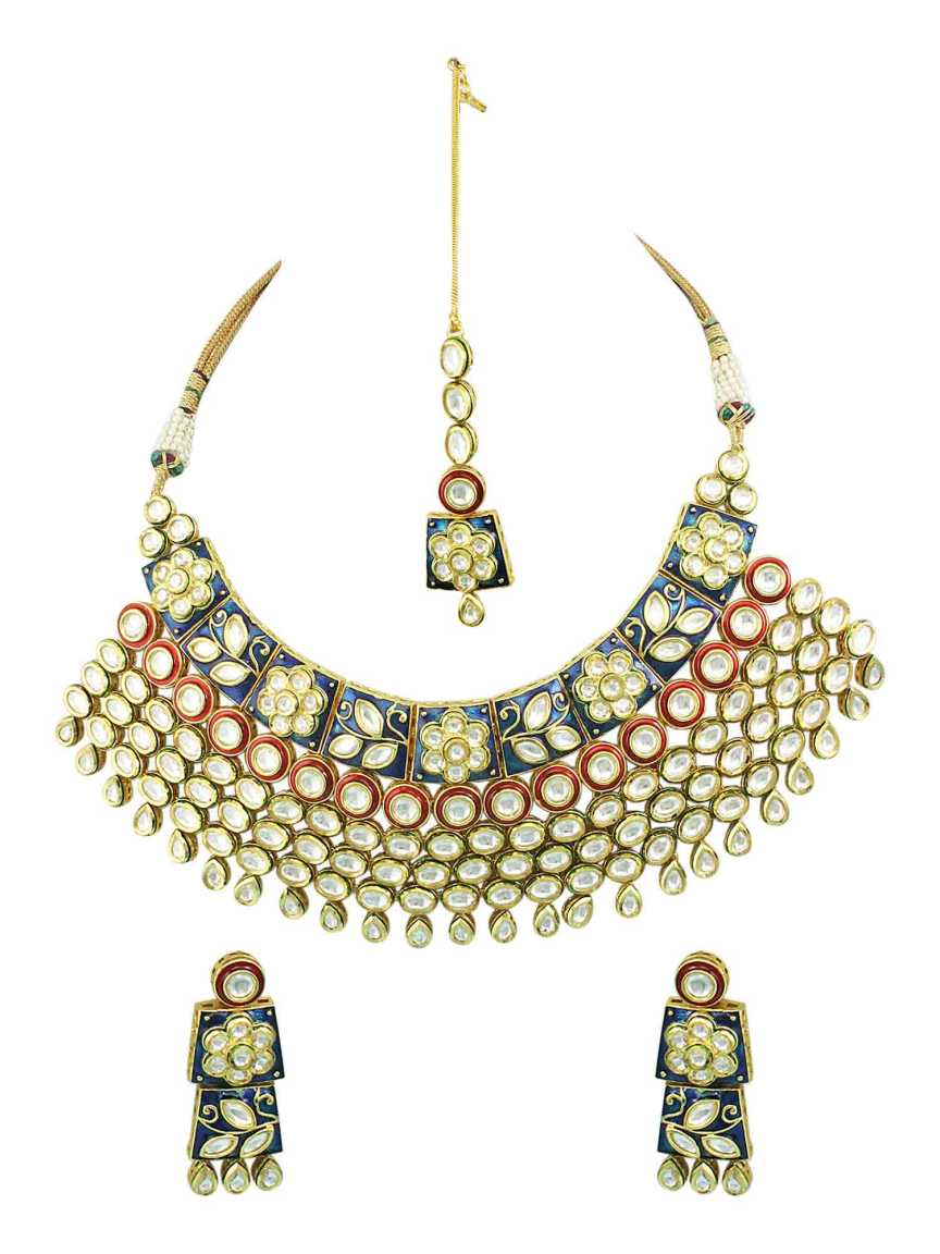 NECKLACE EARRING in VILANDI KUNDAN Style | Design - 16560