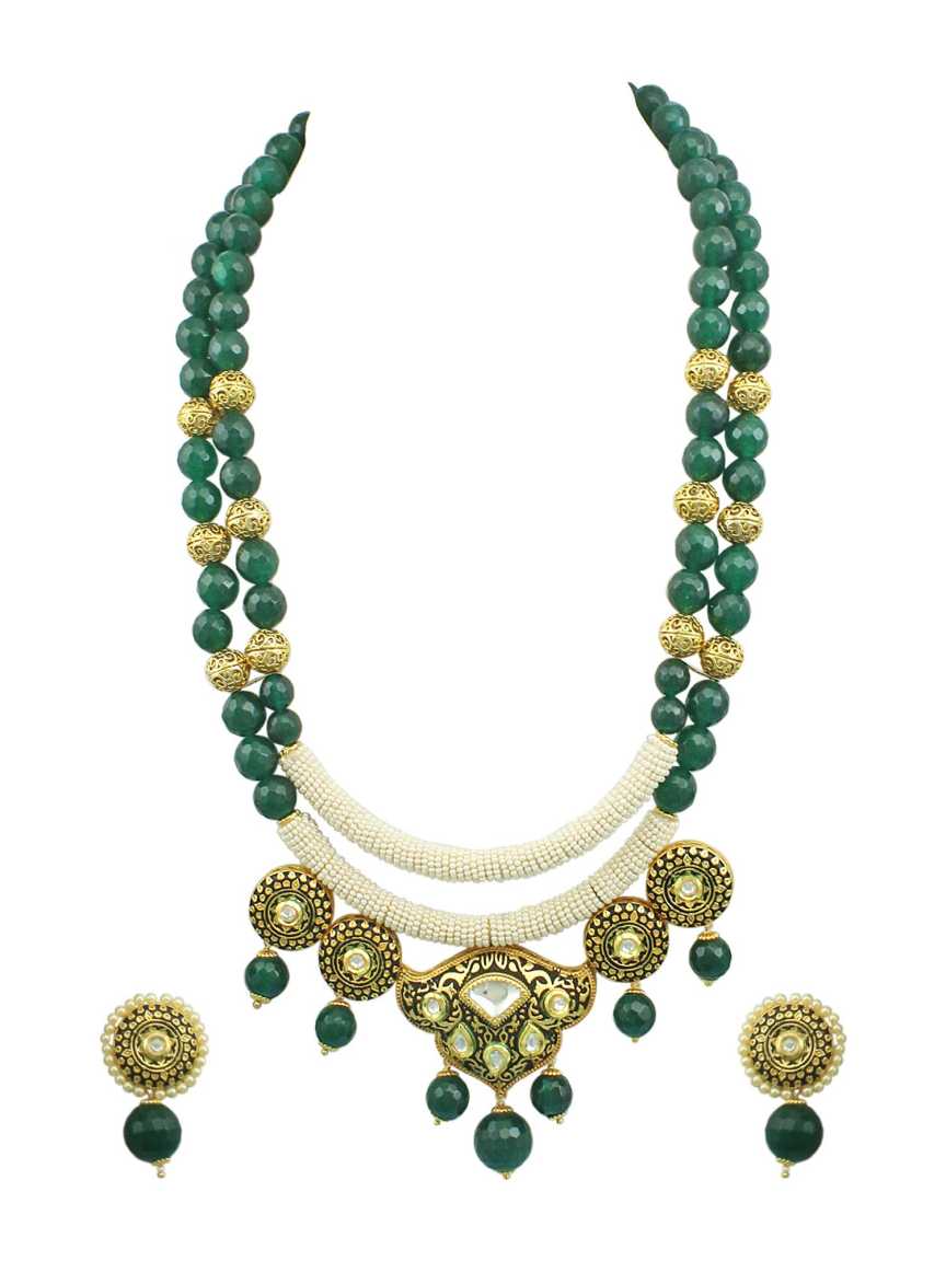 NECKLACE EARRING in VILANDI KUNDAN Style | Design - 16657