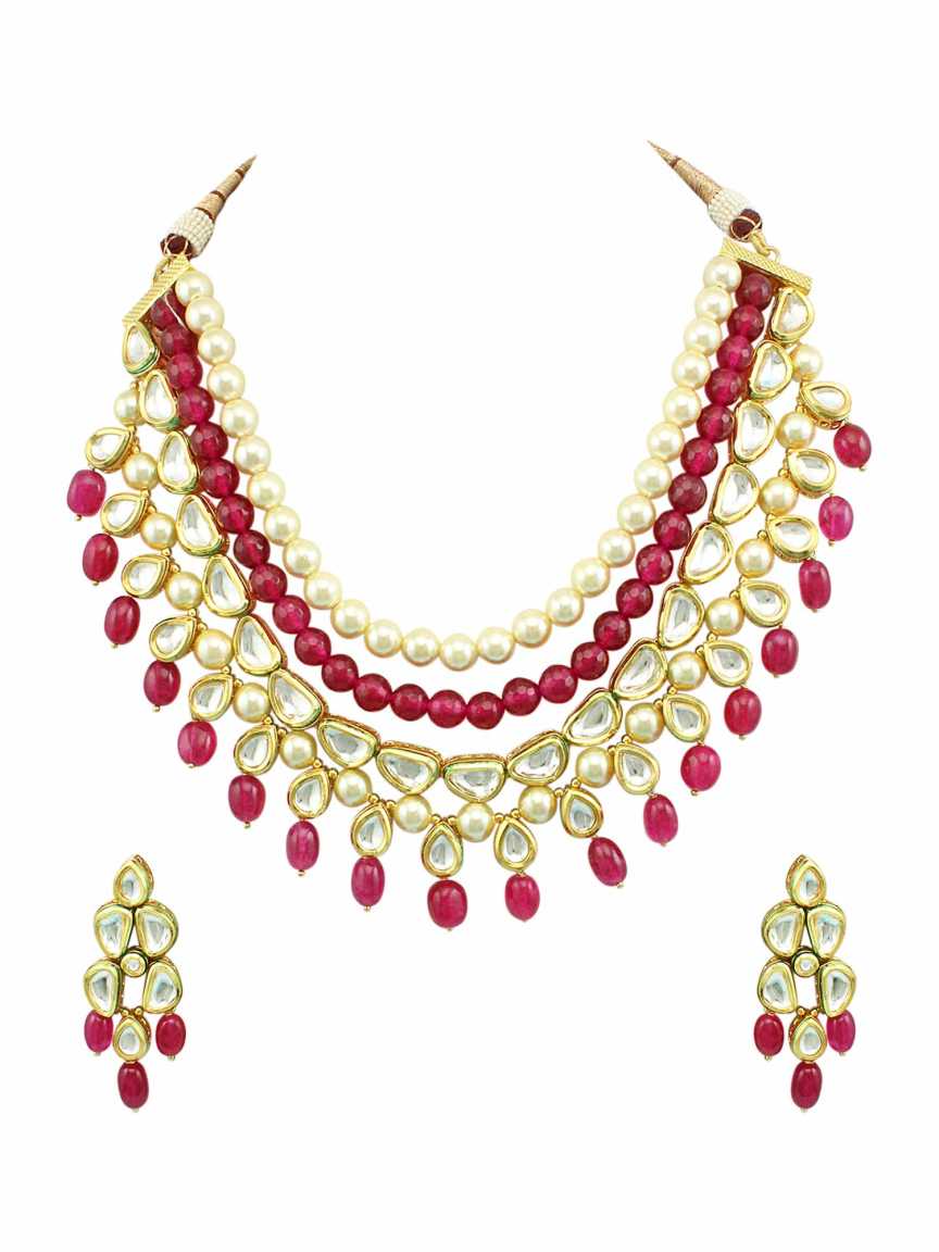 NECKLACE EARRING in VILANDI KUNDAN Style | Design - 16688