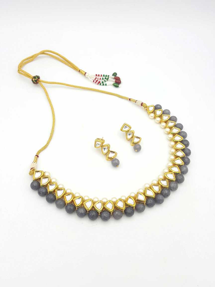 NECKLACE EARRING in VILANDI KUNDAN Style | Design - 16776